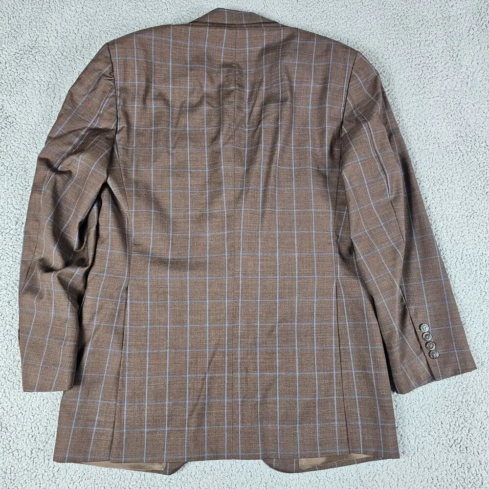 Samuelsohn Sport Coat Blazer Mens 42L Brown Greenwich Italian Wool Windowpane